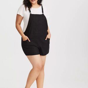Torrid Black Stretch Linen Shortall -Size 2- Like New